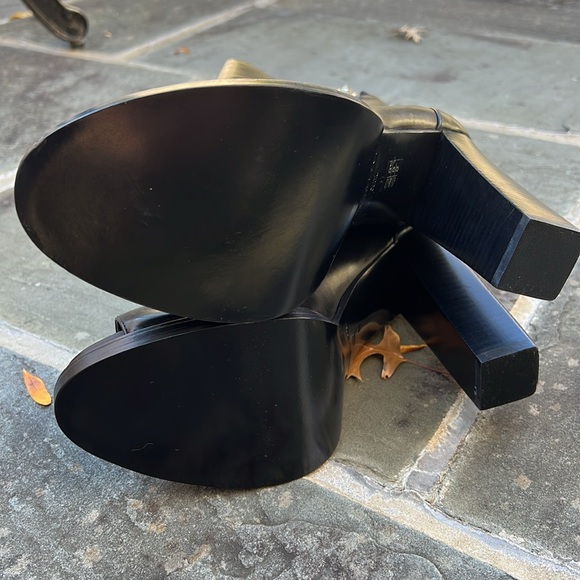 Rachel Zoe Black Leather Zipper Open Toe Heeled Ankle Booties - Picture 6 of 12